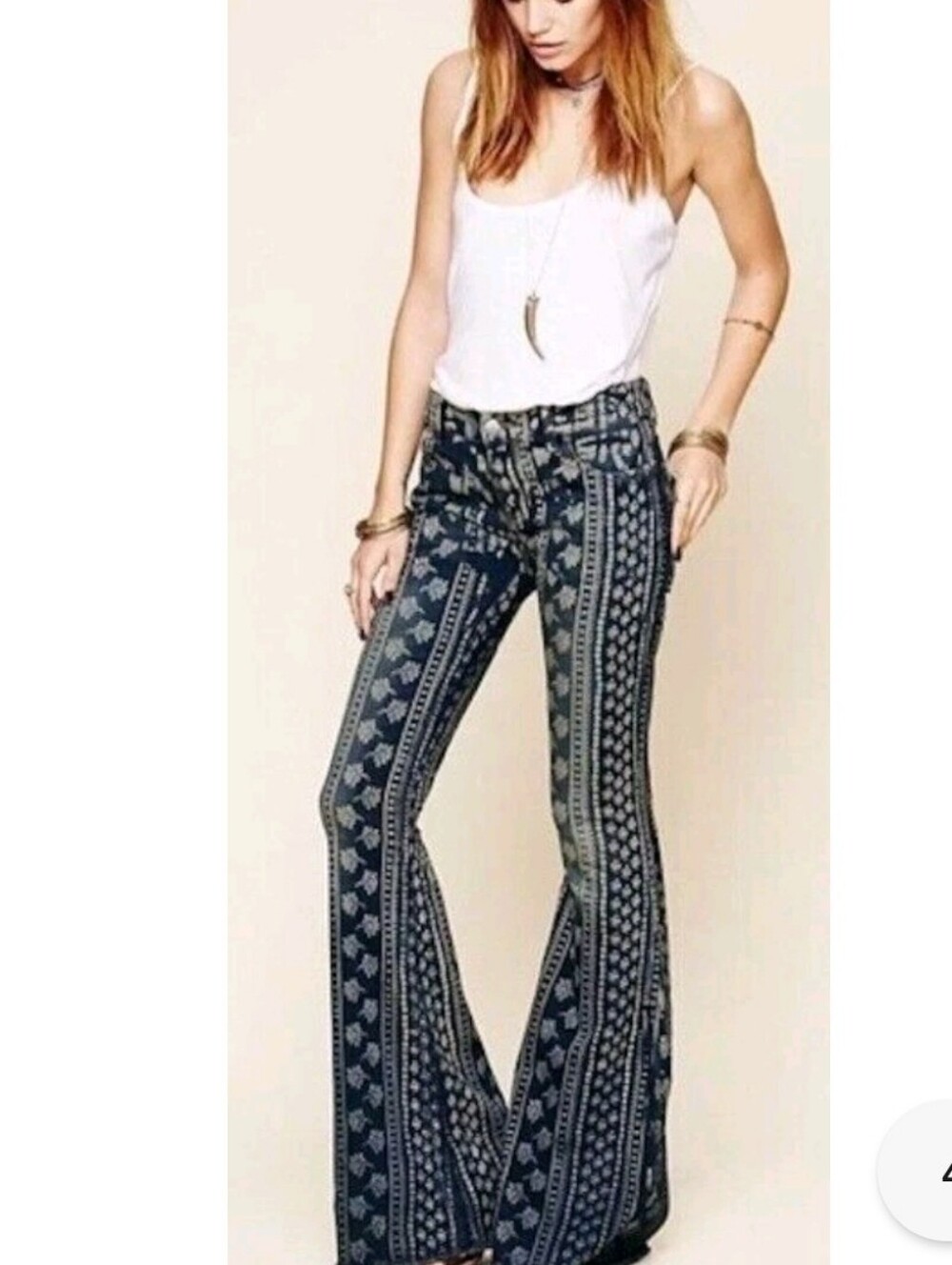 NWOT Free People Low Rise Flare Bell Bottom Jeans Cotton Mantra Hippie Blue 25 - Picture 12 of 13